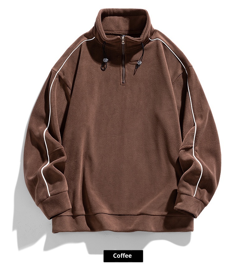 boy Boy Stand Collar 2023 New Men's Sweatshirt Winter Polar Fleece Half Zipper Warm Base Shirt Men_voghion.com