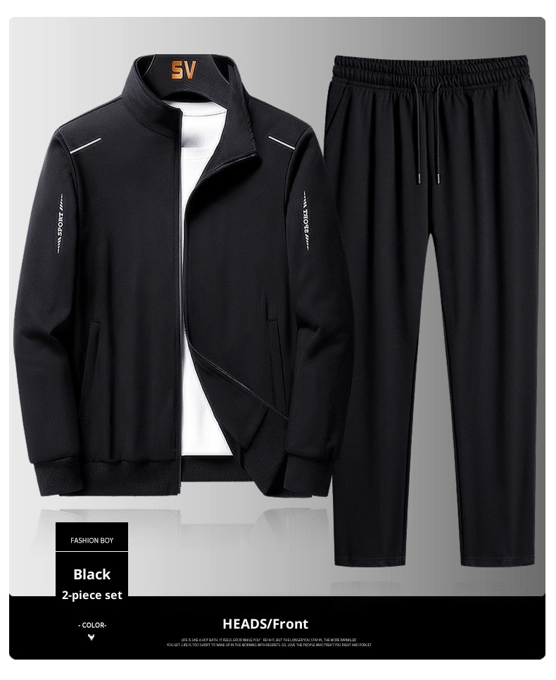 001 New Sports Men Spring Autumn Sweatshirt Straight Pants Running Casual Two-piece Set Plus Size Cardigan Suit Customized_voghion.com