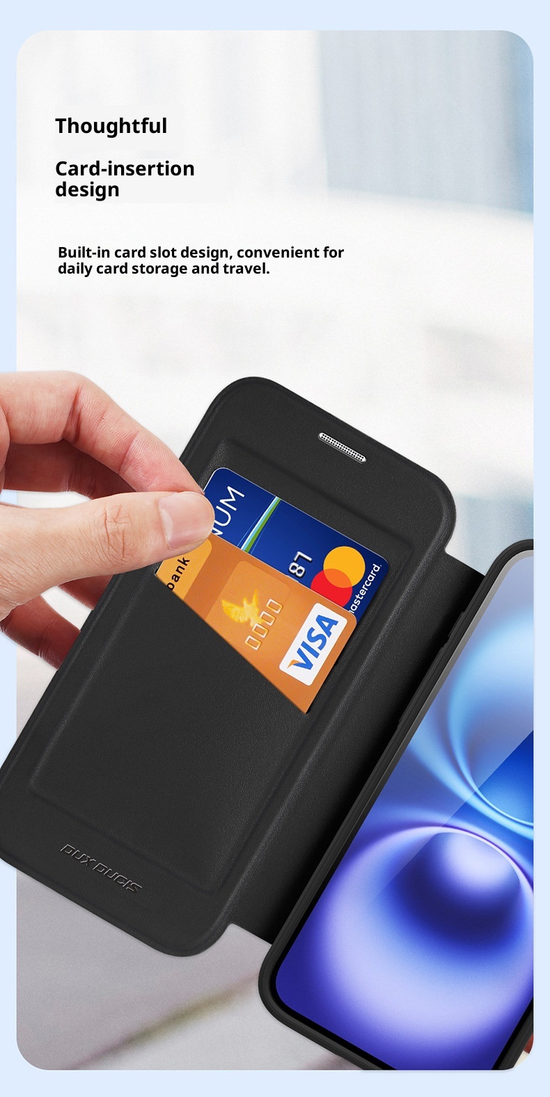 TechGlobe Kompatible iPhone 17 Flip-Case mit magnetischem Ständer, Dual-SIM-Slot, Business-Lederhülle, Fabrik-Großhandel_voghion.com