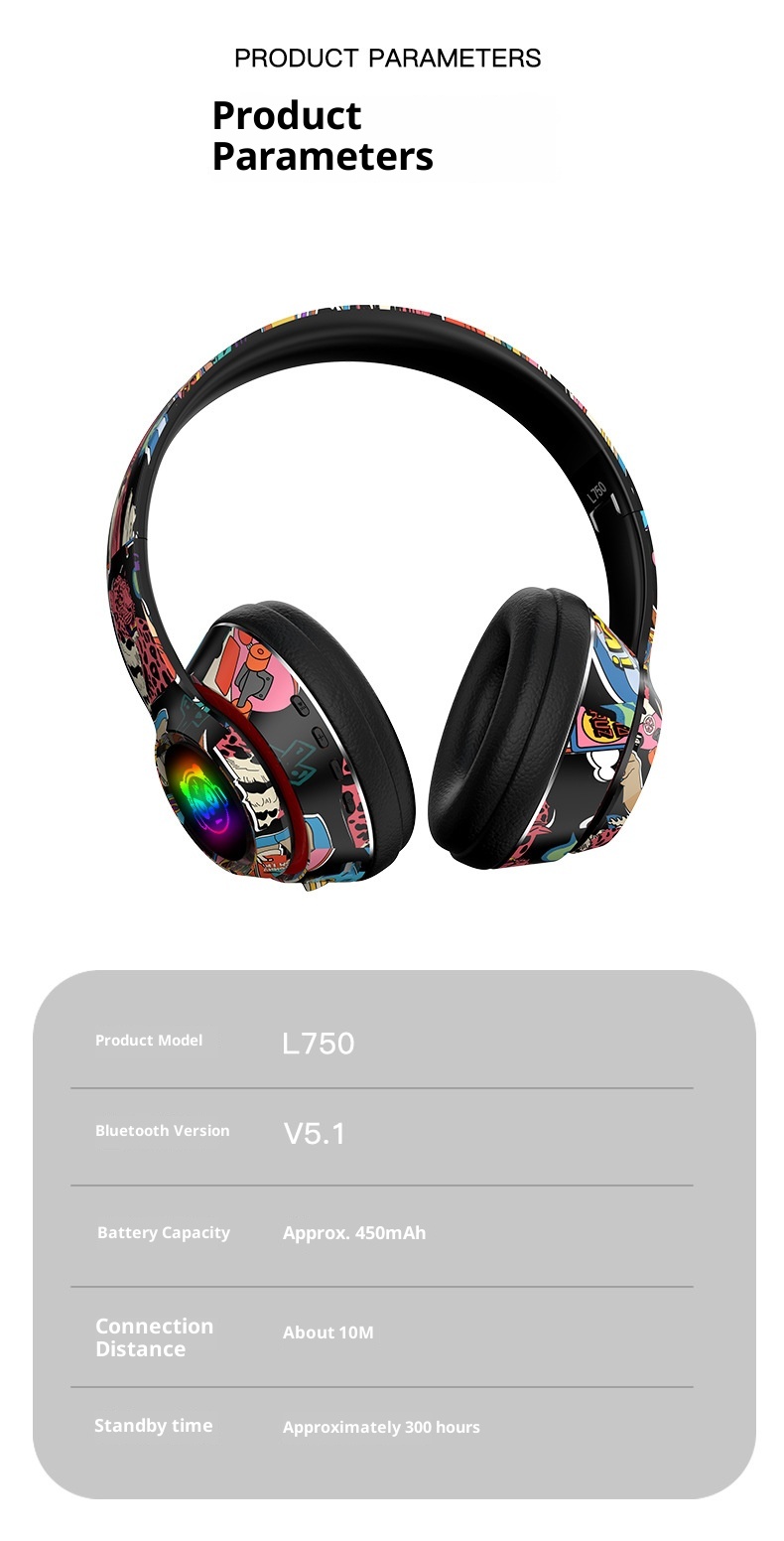 3c New Chinese Trend Graffiti Bluetooth Headphones Over-Ear Mobile Phone Wireless Sports Gaming Headset Universal Wholesale_voghion.com