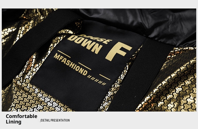 boy High-end Black Gold White Goose Thickened Down Jacket Winter Mid-length Casual Cold-proof Warm Coat Men's Trendy_voghion.com