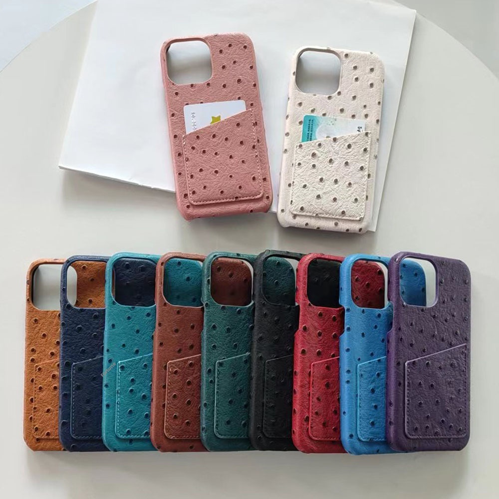 TechGlobe Ostrich Pattern Compatible With 15/14/16e Coin Card Holder 16promax17pro Phone Case Heat Dissipation Upgrade_voghion.com