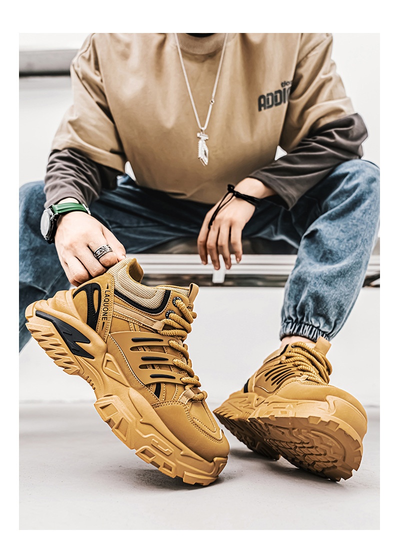 ShoeGlobe Autumn Waterproof Non-Slip Safety Shoes Men's High-Top Outdoor Hiking Sports Casual Thick-Soled Height-Increasing Martin_voghion.com