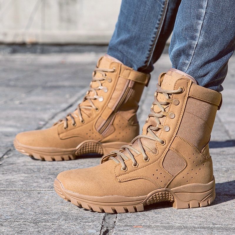 ShoeGlobe Stivali da lavoro tattici alti, antiscivolo, ammortizzanti, sottili, con tomaia in mesh, impermeabili, traspiranti, scarpe da trekking_voghion.com