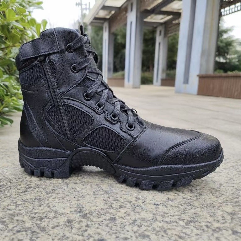 ShoeGlobe Scarpe da arrampicata alte in vera pelle, impermeabili, antiscivolo, resistenti all'usura, ultraleggere, da combattimento, con cerniera, per attività all'aperto_voghion.com