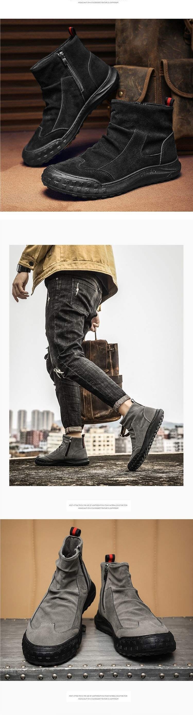 ShoeGlobe Labor Protection Autumn Waterproof Non-Slip Construction Site Outdoor Hiking Men's Work Sports Shoes Martin Boots_voghion.com