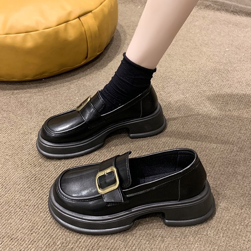 2024 Nieuwe Loafers Britse Stijl Zachte Dames Trendy Lente Herfst Dikke Zool Retro Slip-On Kleine Leren Schoenen_voghion.com