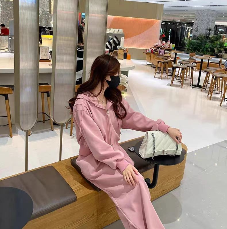 001 Spring Autumn American Style Simple Sports For Women, Hooded Loose Sweatshirt And Casual Wide-Leg Pants Two-Piece Set_voghion.com