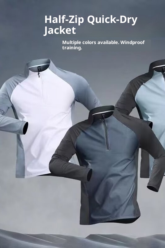 ragazzo Ragazzo Commercio Estero Mezza Cerniera Abbigliamento Taglie Forti Uomo Asciugatura Rapida Manica Lunga Primavera Autunno Estate Protezione Solare Sport Corsa_voghion.com