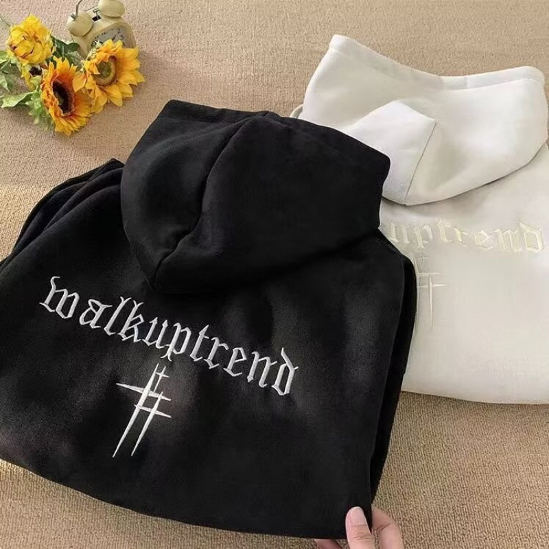 boy Heavyweight Suede Embroidered Sweatshirt For Men, Autumn American Trendy Brand Versatile Hoodie, High Street Lazy Style_voghion.com