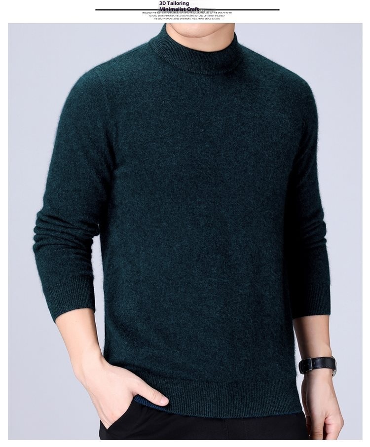 1 autentico maglione in pura lana ispessita per uomo, maglione a collo alto, strato di base per la mezza età, maglione da papà_voghion.com