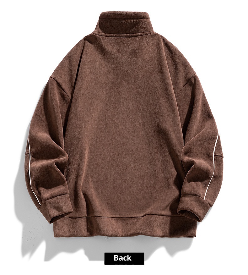 boy Boy Stand Collar 2023 New Men's Sweatshirt Winter Polar Fleece Half Zipper Warm Base Shirt Men_voghion.com