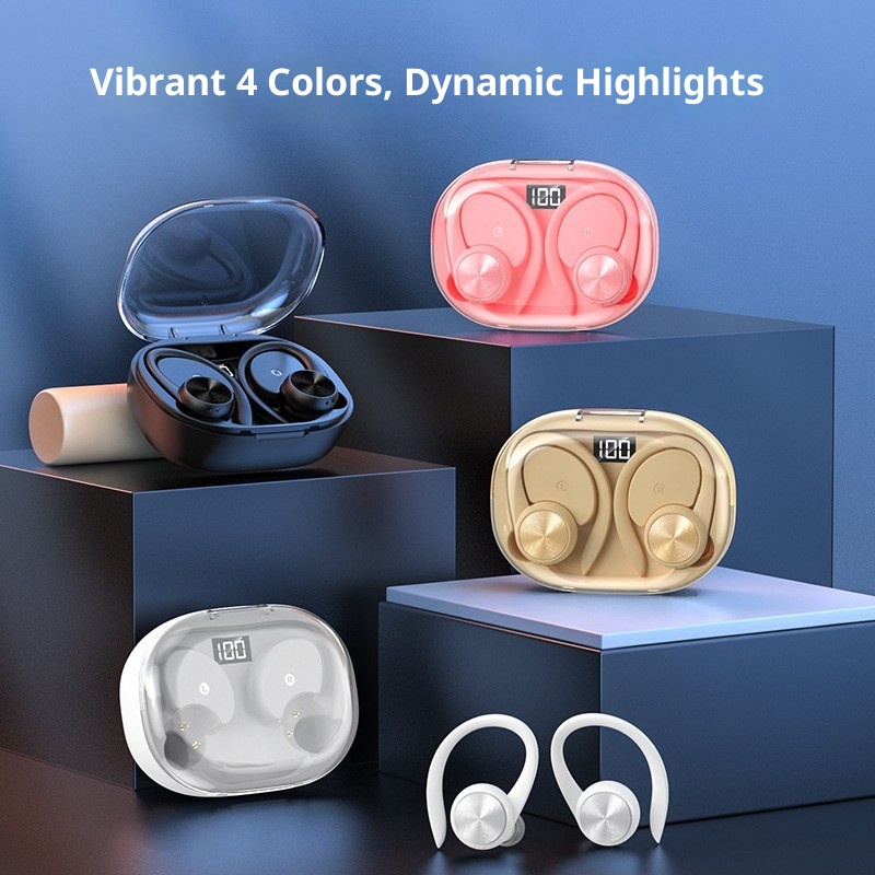 3c Source Factory Q36 Ear-Hook Bluetooth Earphones Wireless In-Ear Long-Wear Comfortable Long Battery Life Universal_voghion.com