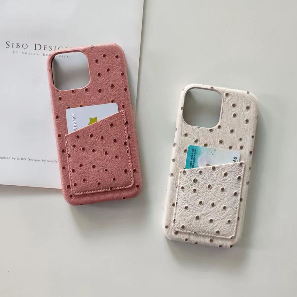 TechGlobe Ostrich Pattern Compatible With 15/14/16e Coin Card Holder 16promax17pro Phone Case Heat Dissipation Upgrade_voghion.com