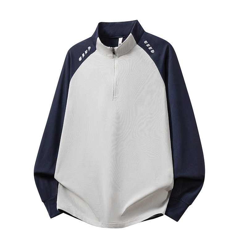 boy Boy Half-Zip Outdoor Sports Long Sleeve Quick-Dry Autumn Sun Protection Reflective Men's Running Fitness Basketball Shirt_voghion.com
