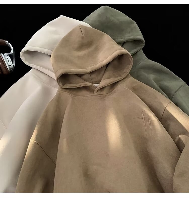 boy Heavyweight Suede Embroidered Sweatshirt For Men, Autumn American Trendy Brand Versatile Hoodie, High Street Lazy Style_voghion.com