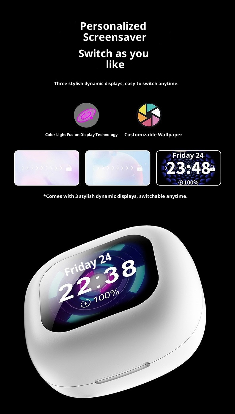 3c Q18 Bluetooth oordopjes over-ear met ANC ruisonderdrukking AI slimme vertaling stereo kleurenscherm draadloos_voghion.com