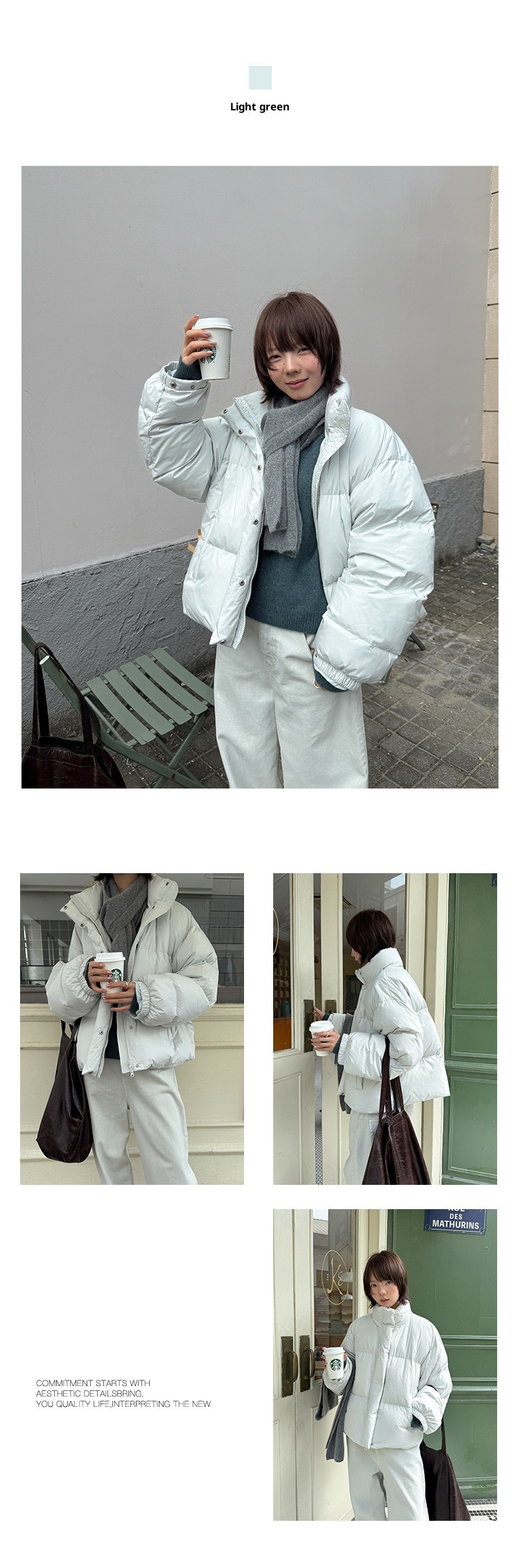 Chaqueta de plumón de pato blanca ChicShe Mulan Classic Bread 2025 Thirteen Lines Winter New 90 para mujer 202555980_voghion.com