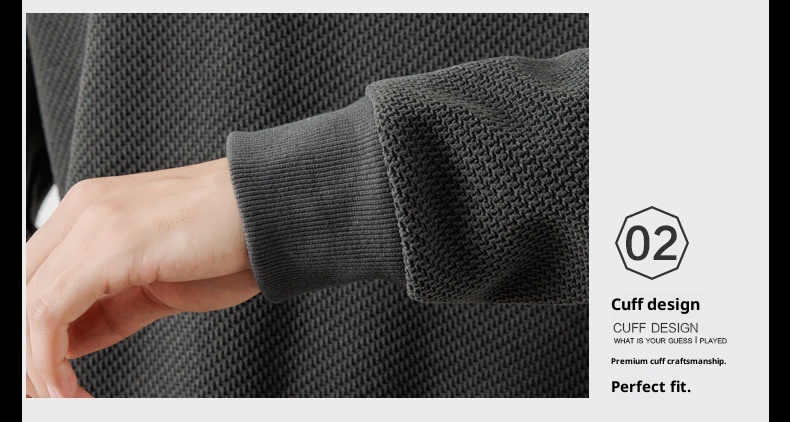 boy Autumn Winter New Thickened Crew Neck Youth Waffle Men's Loose Pullover Long Sleeve Sweatshirt Wholesale_voghion.com