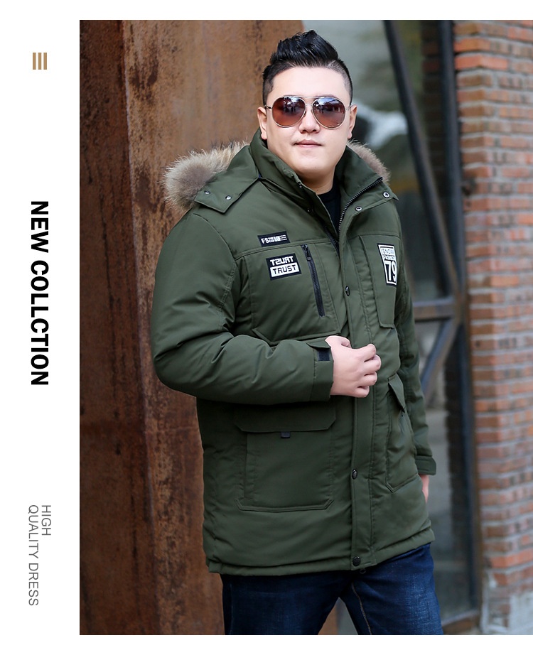 Daunenjacke in Übergröße für Jungen, mittellang, dick gefüttert, warm, Oversized-Wintermantel für Herren_voghion.com