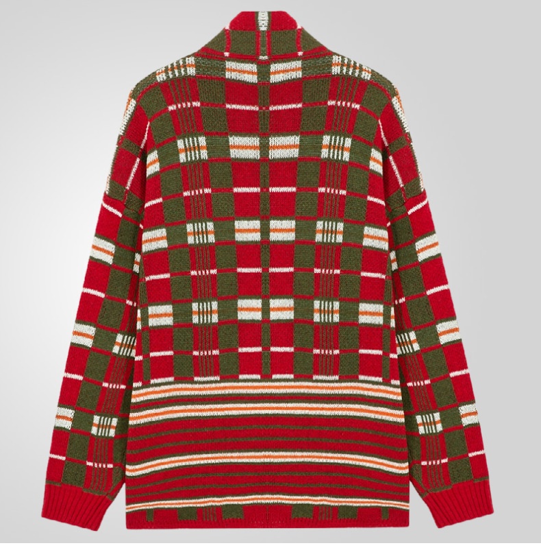 1 Foreign Trade Herbst Winter Herrenmode Karierte Strickjacke Lang Locker Übergröße Pullover Jacke Herren SY0005_voghion.com