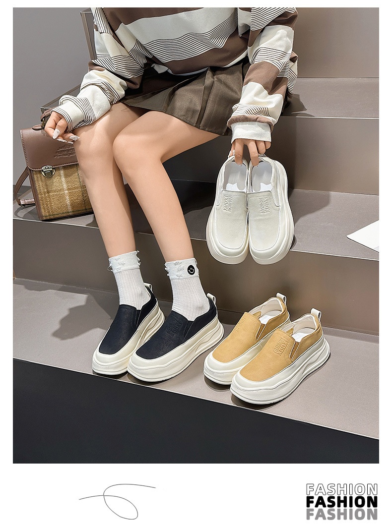 Mocassins retrô de couro genuíno para mulheres, modelo 2025, com sola grossa, estilo britânico, versáteis e fáceis de calçar para primavera e outono._voghion.com