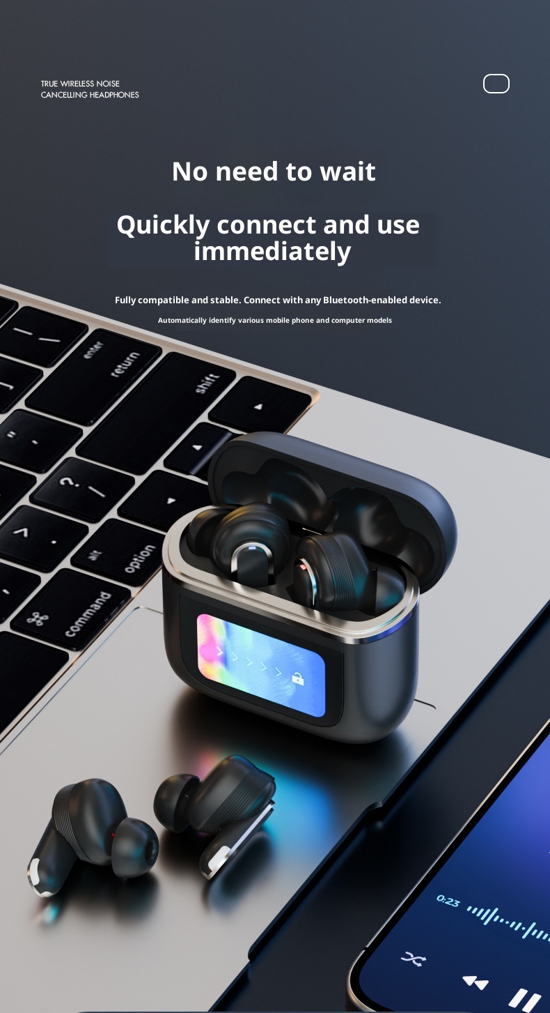 3c Neue V8-Display A9pro Bluetooth-Ohrhörer mit Geräuschunterdrückung (ANC), KI-Übersetzung und Bildschirm, kabellos, In-Ear, ultralang_voghion.com