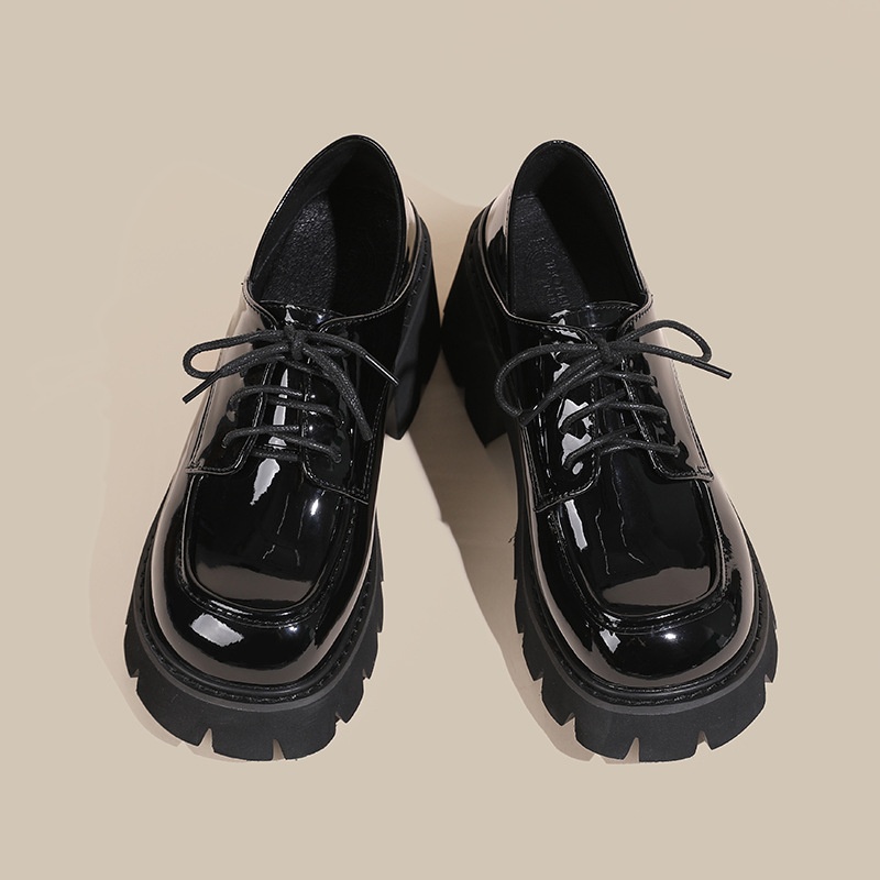 Scarpe da donna in pelle piccole taglie forti 41-43, mocassini con suola spessa, primavera autunno 2024, neri, con tacco alto e spesso, alla moda_voghion.com