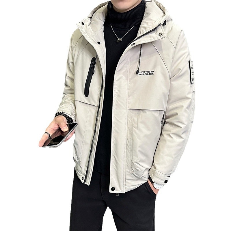 Winterdaunenjacke im gleichen Stil für Herren, trendige Marke, attraktive Kapuzenjacke, Arbeitskleidung, dicker, warmer Mantel_voghion.com