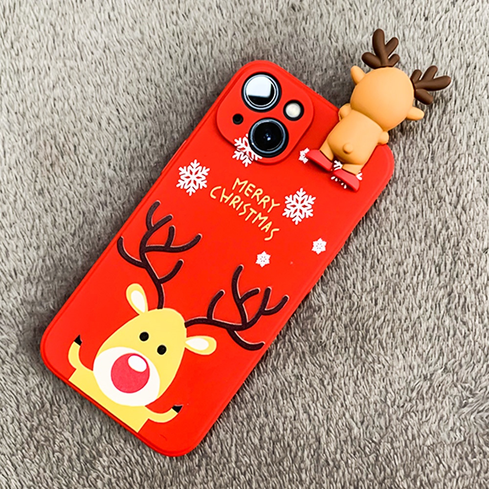 TechGlobe Suitable For 17 16 Pro Max Christmas Snowman Cartoon Reindeer Embossed Doll Phone Case_voghion.com