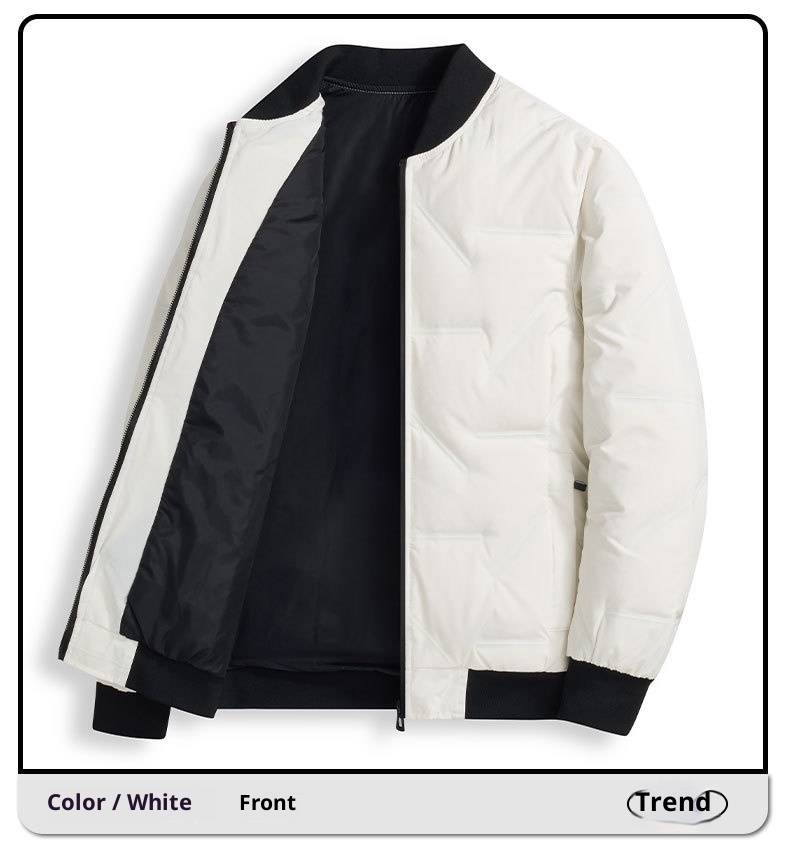 boy Business Men's Warm 2023 Autumn Winter Short Thickened Slim Fit Duck Down Baseball Jacket Coat For Men_voghion.com