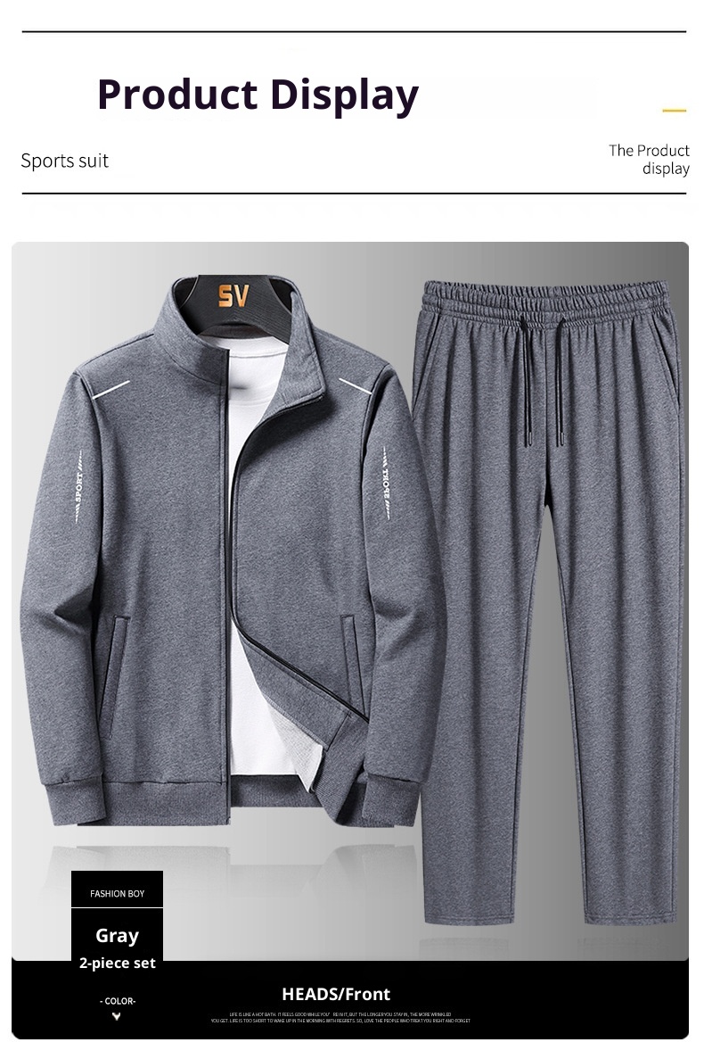 001 New Sports Men Spring Autumn Sweatshirt Straight Pants Running Casual Two-piece Set Plus Size Cardigan Suit Customized_voghion.com