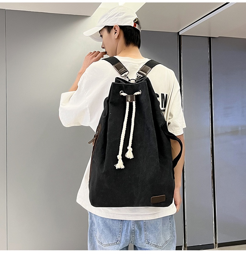 ActiveGo Large Capacity Bucket 2023 New Simple Sports Gym Men's Bag Japanese Style Casual Outdoor Backpack_voghion.com