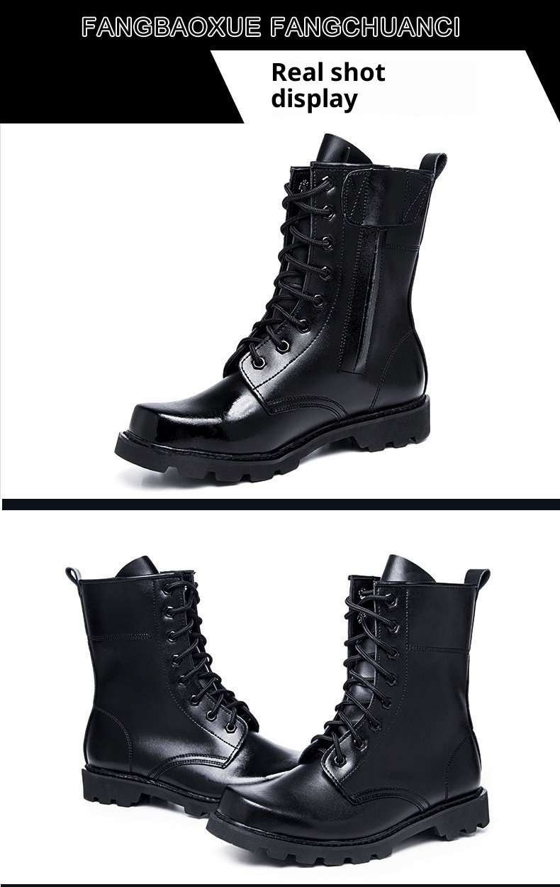 ShoeGlobe Scarpe da trekking alte da combattimento e sicurezza per esterni Stivali da lavoro in pelle Antiscivolo Arrampicata Resistente all'usura Impermeabile Trekking_voghion.com