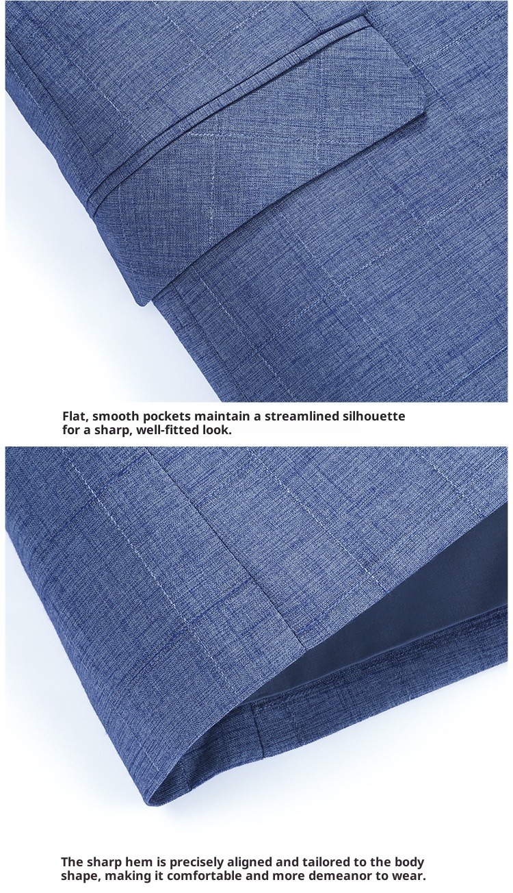 1 Laisibert Primavera Autunno Plaid Stile Coreano Slim Fit Piccolo Abito Uomo Casual Giacca Blu_voghion.com