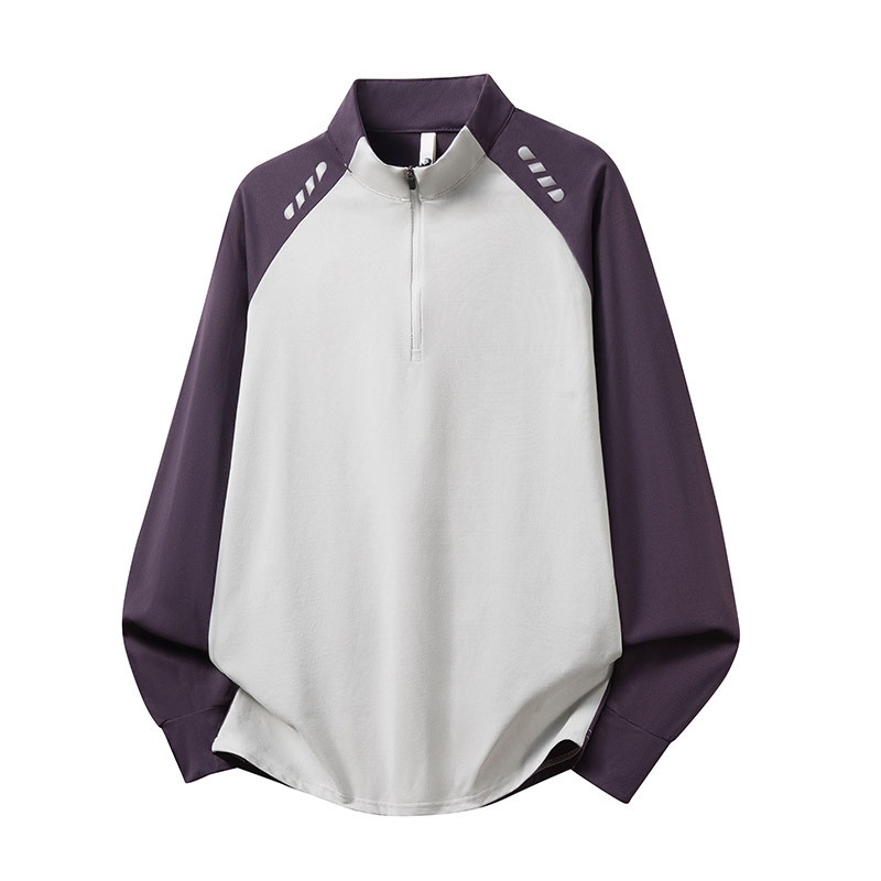 boy Boy Half-Zip Outdoor Sports Long Sleeve Quick-Dry Autumn Sun Protection Reflective Men's Running Fitness Basketball Shirt_voghion.com