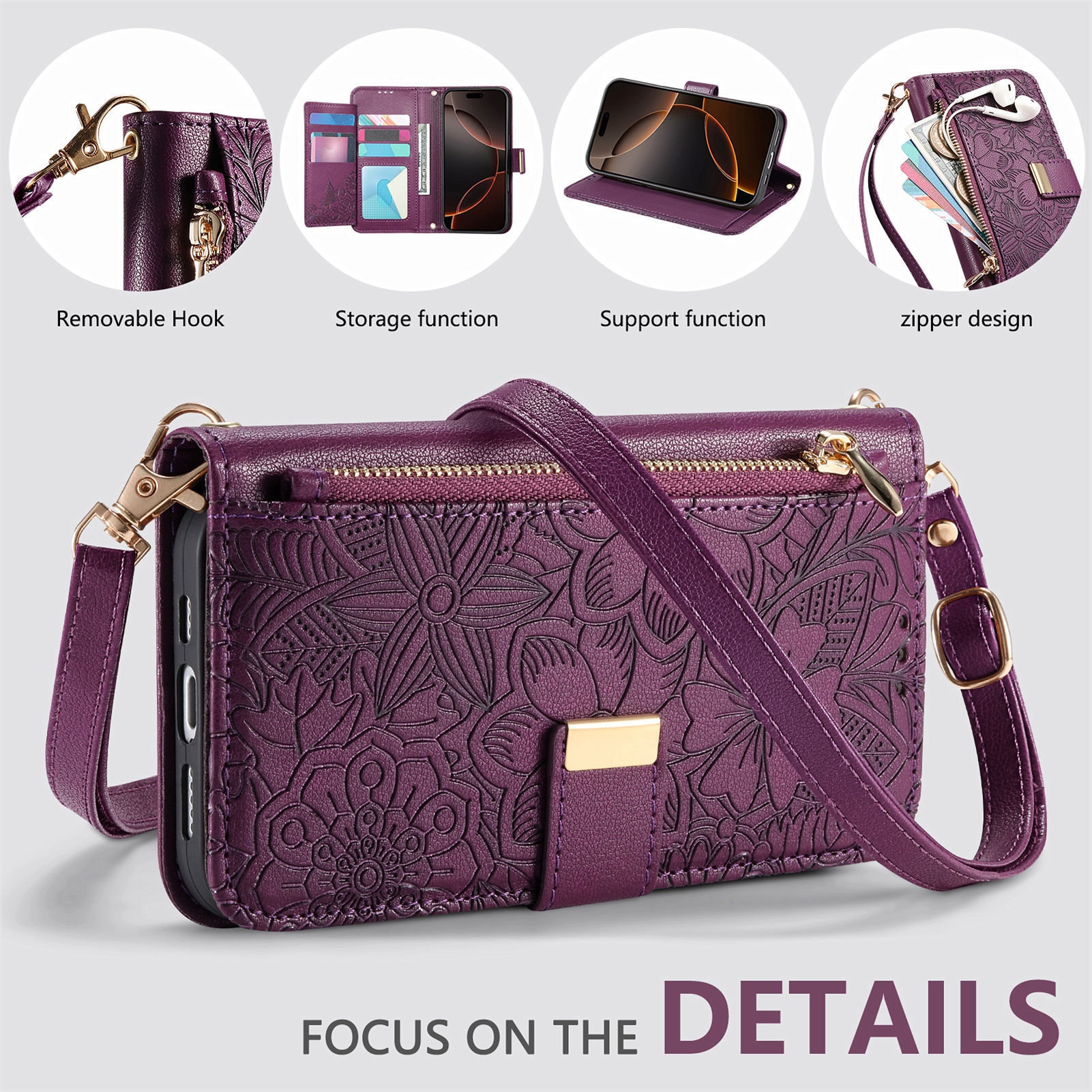 Custodia protettiva in pelle per telefono cellulare giapponese Sharp 4, Sense 9, tracolla lunga, portafoglio, compatibile con TechGlobe_voghion.com