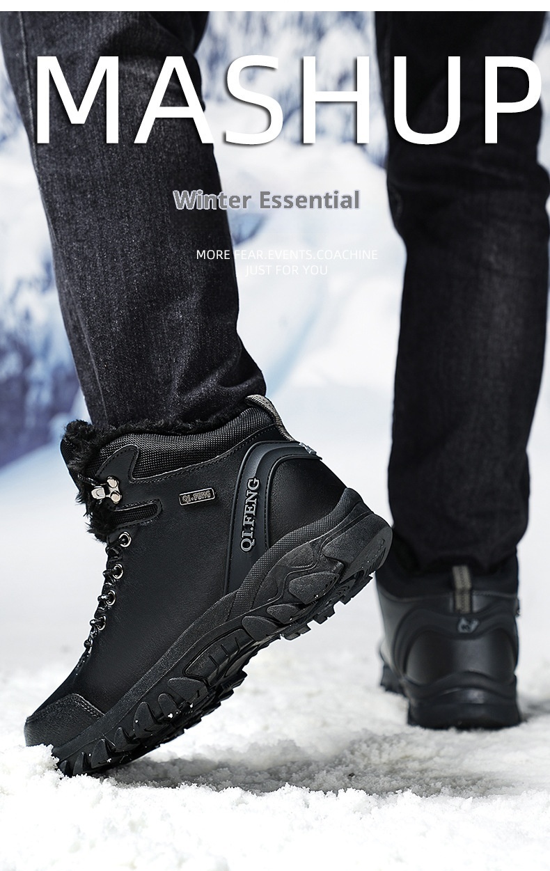 ShoeGlobe Winterschuhe mit dicker Sohle, rutschfest, wasserdicht, hoch geschnitten, für Outdoor-Aktivitäten wie Wandern und Freizeit._voghion.com