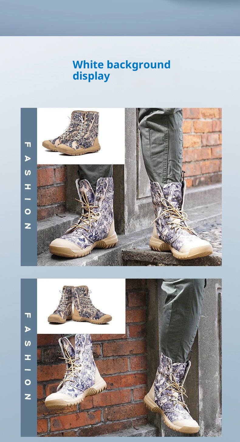 Chaussures montantes ShoeGlobe pour la randonnée en plein air, légères, en toile respirante, antidérapantes, résistantes à l'usure, imperméables et adaptées aux terrains désertiques et au trekking hors-piste._voghion.com