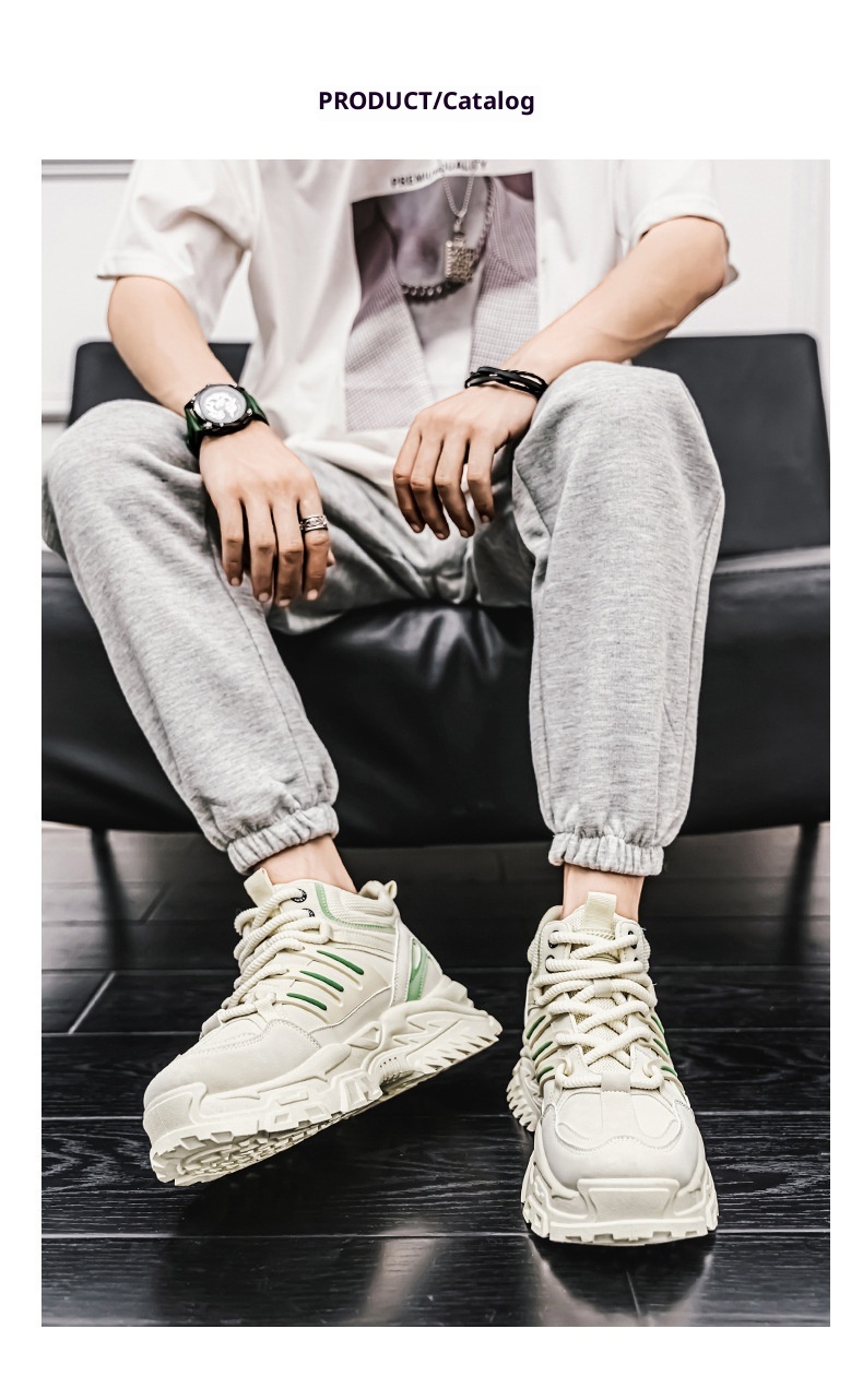 ShoeGlobe Autumn Waterproof Non-Slip Safety Shoes Men's High-Top Outdoor Hiking Sports Casual Thick-Soled Height-Increasing Martin_voghion.com