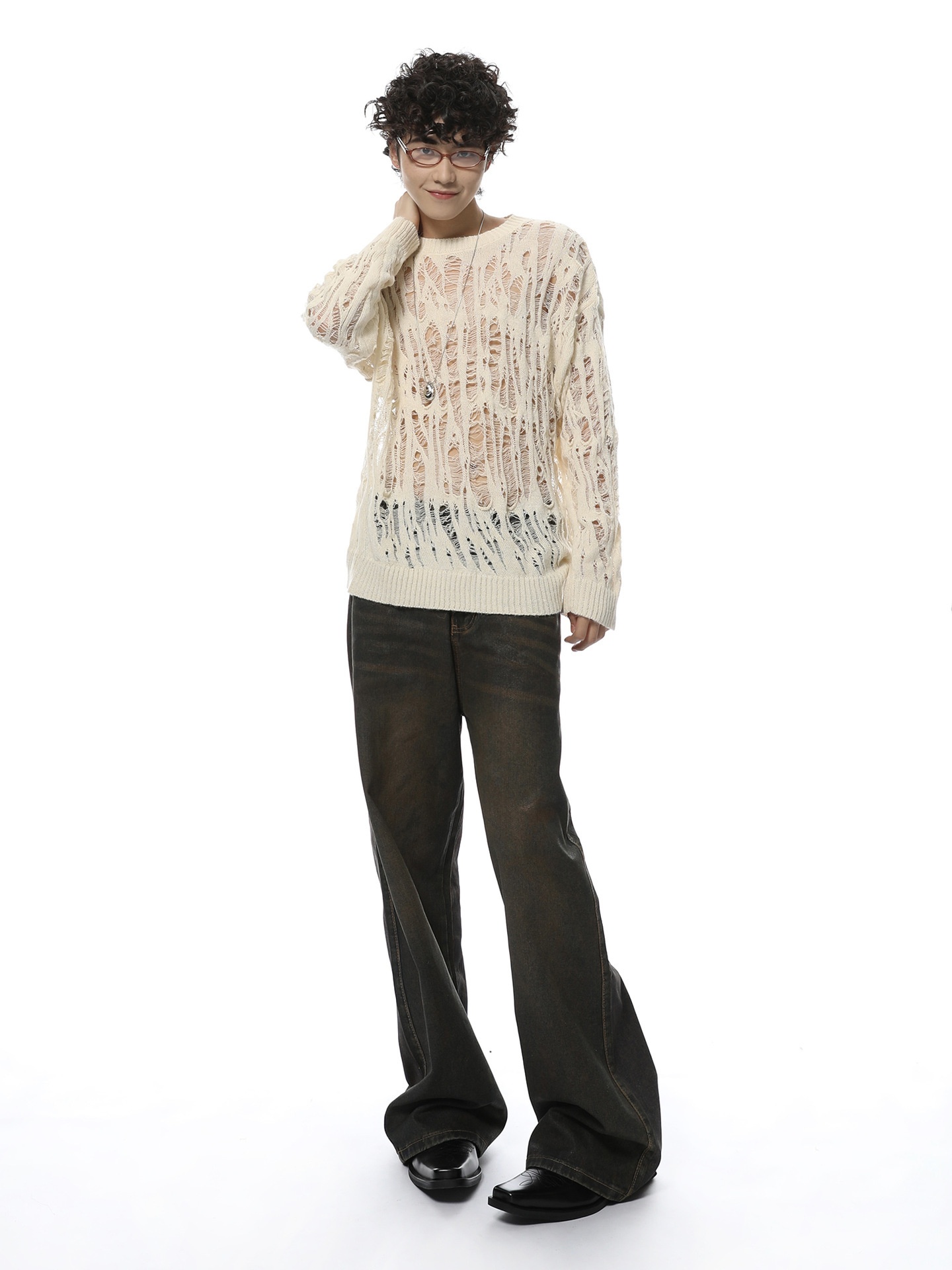 ragazzo ragazzo ragazzo inizio autunno nuovo maglione lavorato a maglia largo nicchia traforata protezione solare uomo stile coreano pigro casual top alla moda_voghion.com