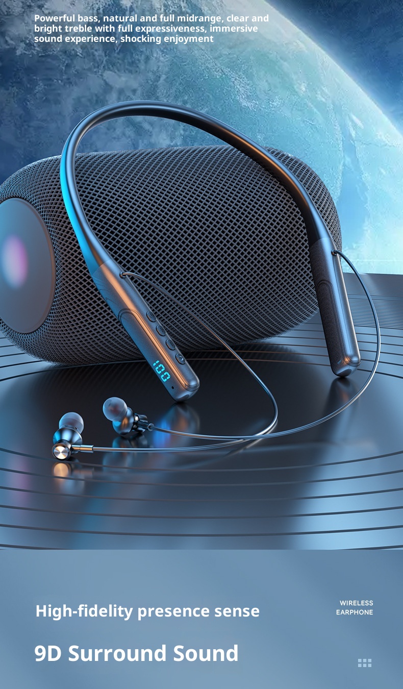 3c 2023 Nuove cuffie Bluetooth da gioco wireless con fascia da collo e display digitale, batteria a lunga durata, universali per tutti_voghion.com