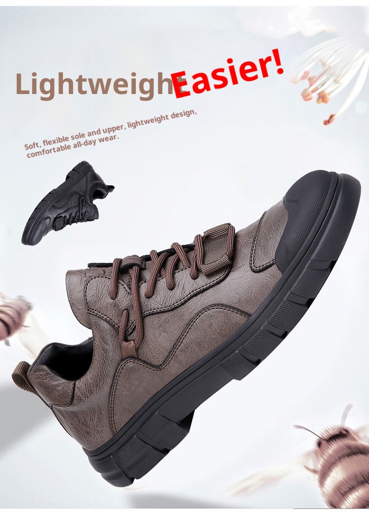 ShoeGlobe 2025 Spring New Men's Casual Men Genuine Leather Versatile Waterproof Non-Slip Outdoor Sports Work Hiking Shoes_voghion.com