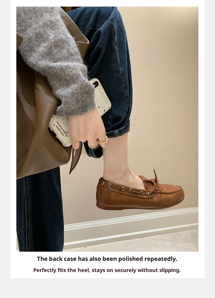 Grape Mom Same In Stock ~ Washed Horse Pattern British Style Bowknot Versatile Comfortable Loafers For Women_voghion.com