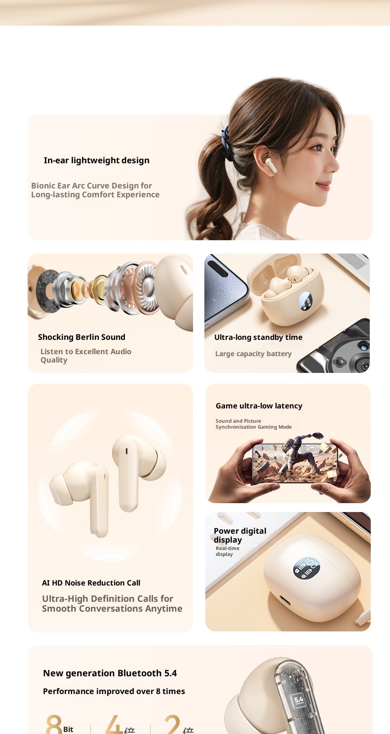 3c 2025 New Model 895B Bluetooth With Digital Display S510 Wireless High-Quality Sound Low Latency Gaming Earphones_voghion.com