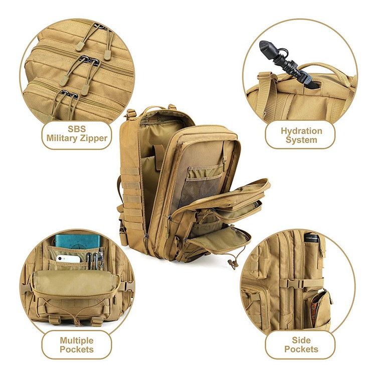 ActiveGo Cross-border Outdoor 3P MOLLE Tactical Bag Large Capacity Waterproof Mountaineering Hiking Camping Sports Backpack_voghion.com