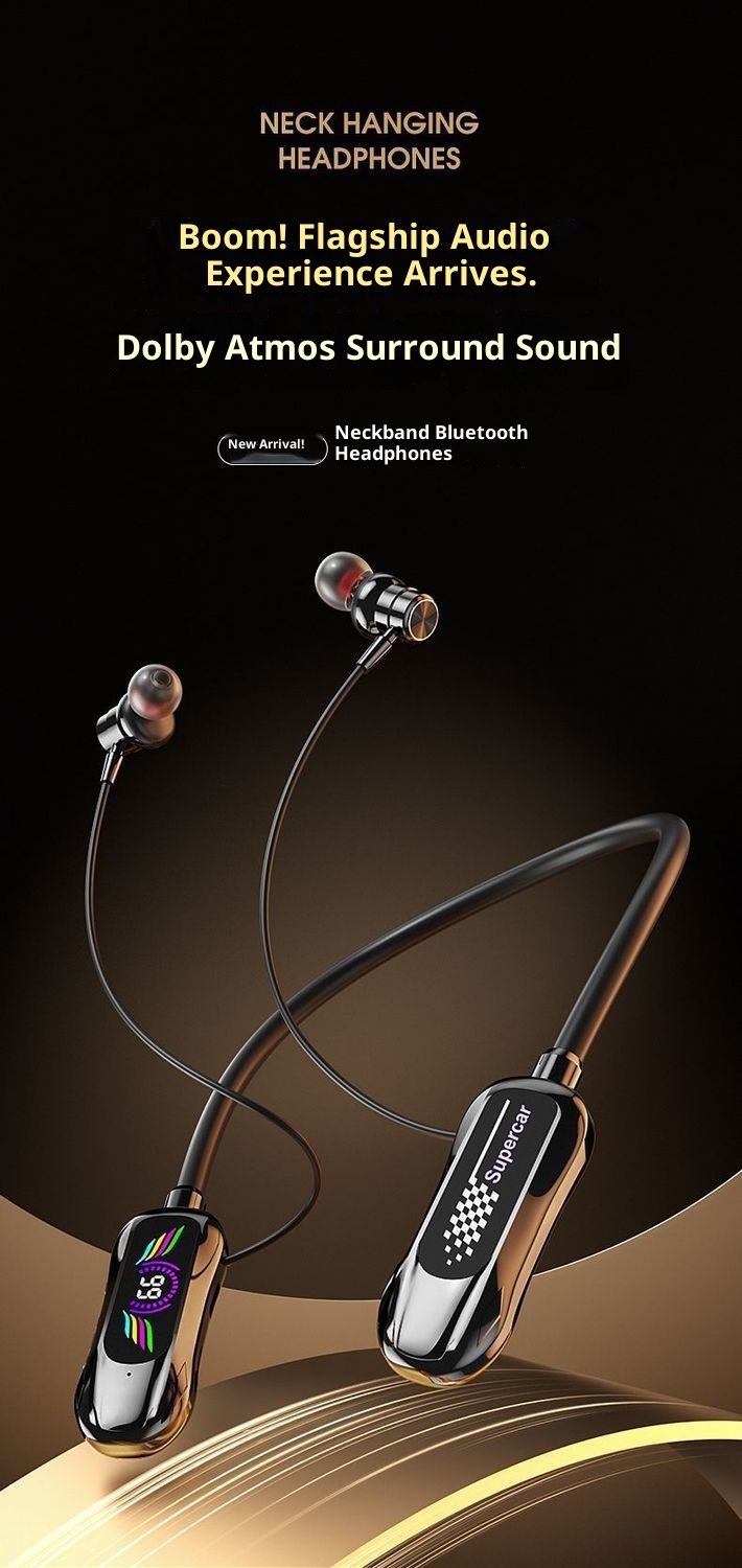 3c 2025 Nuovi auricolari wireless Bluetooth con archetto da collo e display digitale, batteria a lunga durata, auricolari da appendere al collo con funzione di ritorno auricolare_voghion.com