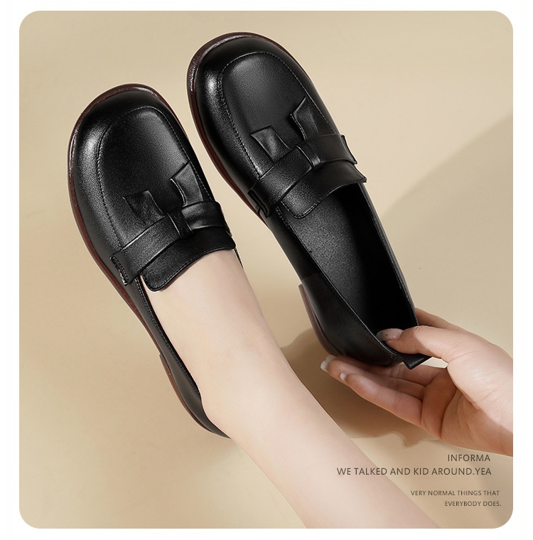 Loafers Dames Lente Herfst Nieuwe Britse Stijl Kleine Echte Lederen Zachte Zool Instappers Enkel Schoenen Voor Middelbare Leeftijd En_voghion.com