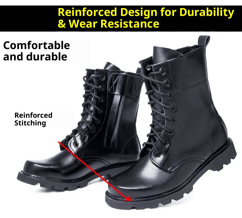 ShoeGlobe Scarpe da trekking alte da combattimento e sicurezza per esterni Stivali da lavoro in pelle Antiscivolo Arrampicata Resistente all'usura Impermeabile Trekking_voghion.com