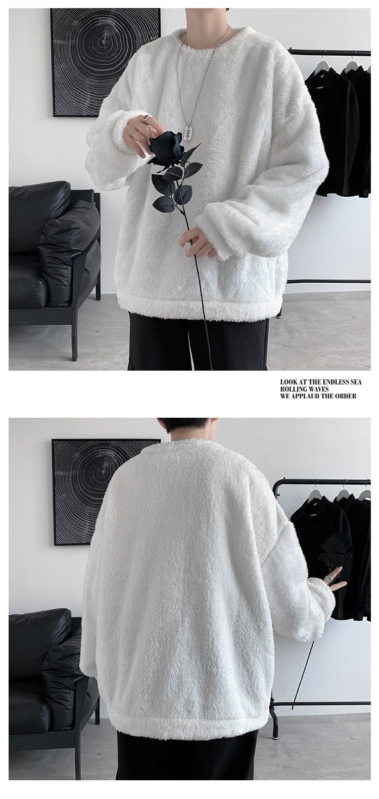 boy Y25Pexrozna Trendy Brand Autumn Winter Couple Lamb Wool Men Fleece Warm Round Neck Sweatshirt Loose Jacket_voghion.com